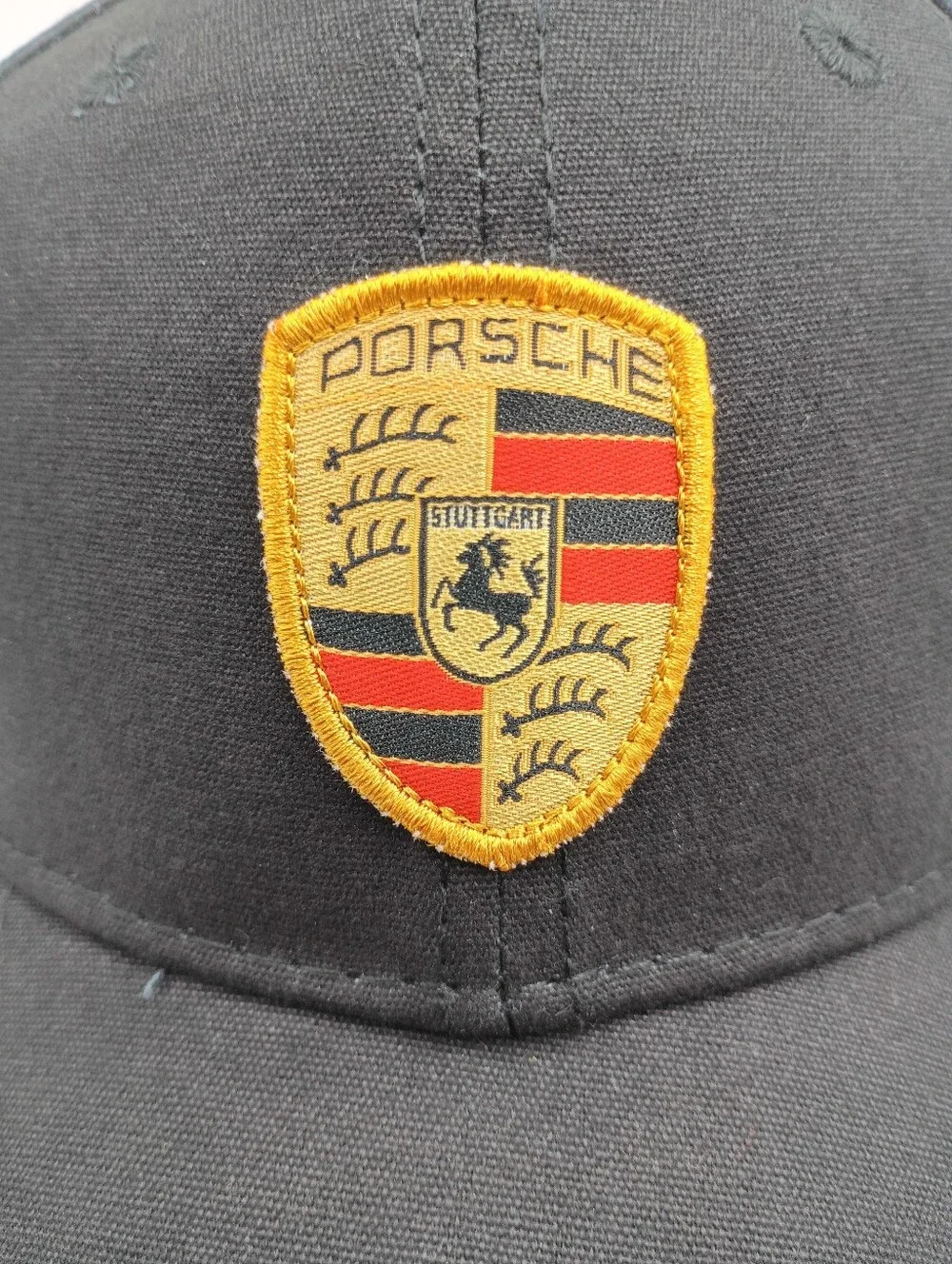 Porsche Black Baseball Cap Stuttgart Embroidered Crest Official Logo Hat Unisex